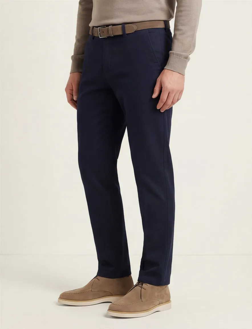 Hiltl katoenen broek effen donkerblauw
