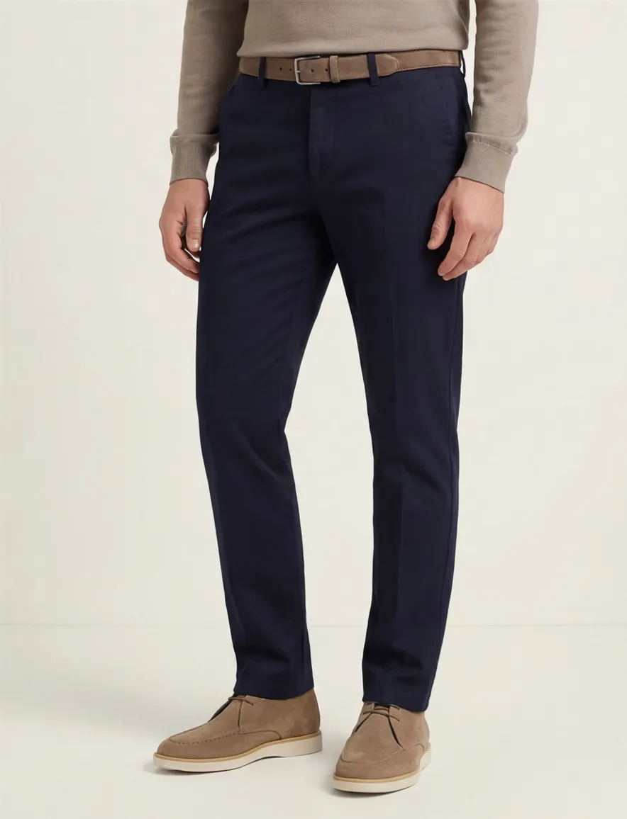 Hiltl katoenen broek effen donkerblauw