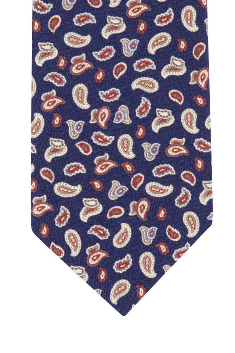 blauwe Profuomo stropdas geprint rood