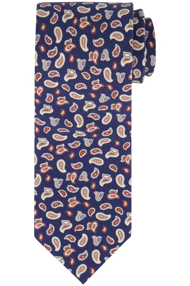 blauwe Profuomo stropdas geprint rood