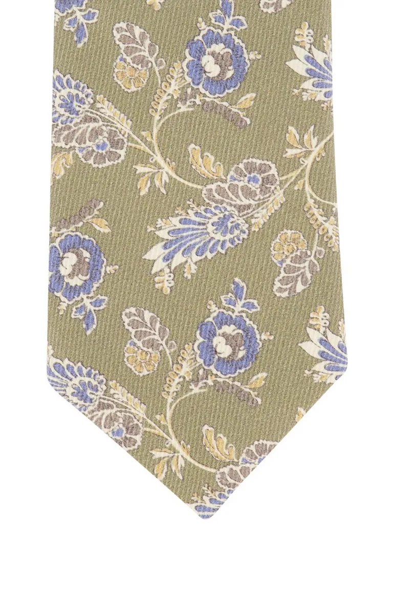 Profuomo stropdas bloemen print groen