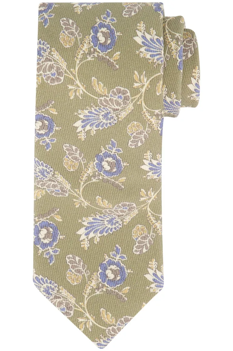 Profuomo stropdas bloemen print groen