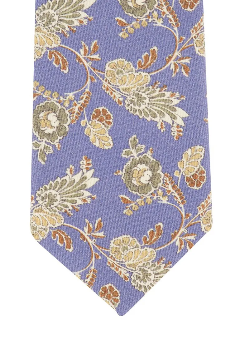 Profuomo stropdas bloemen print blauw
