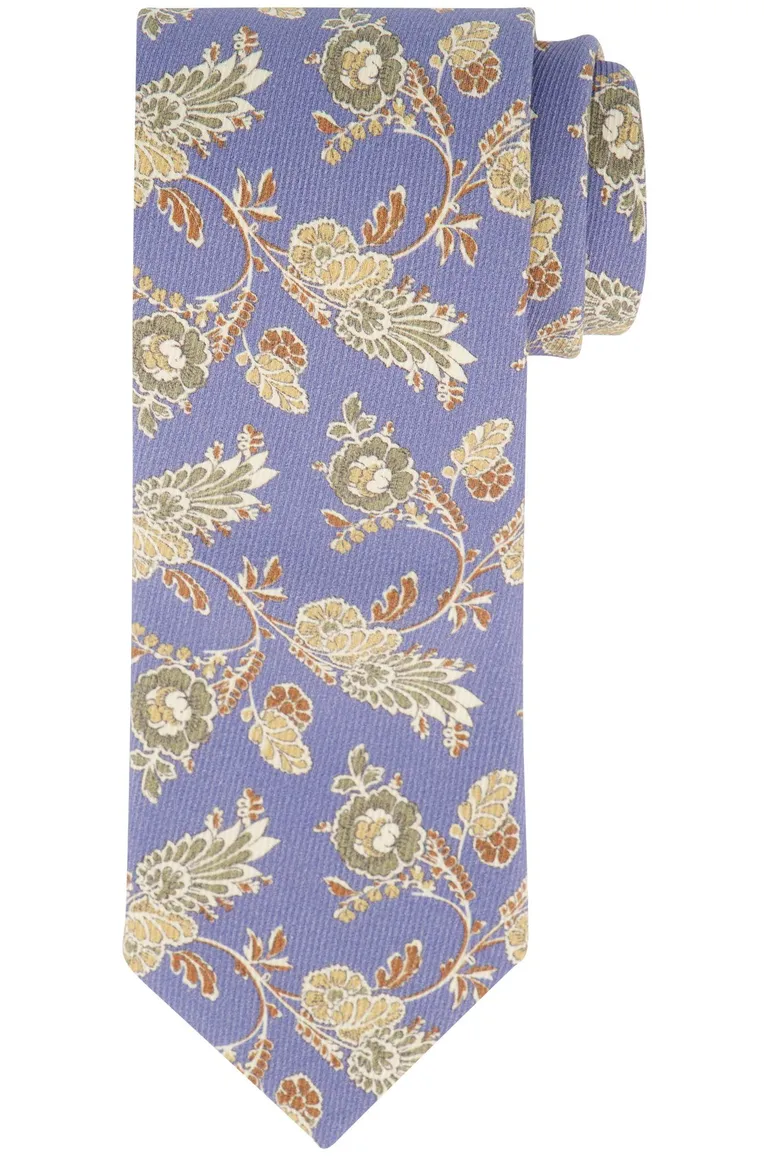 Profuomo stropdas bloemen print blauw