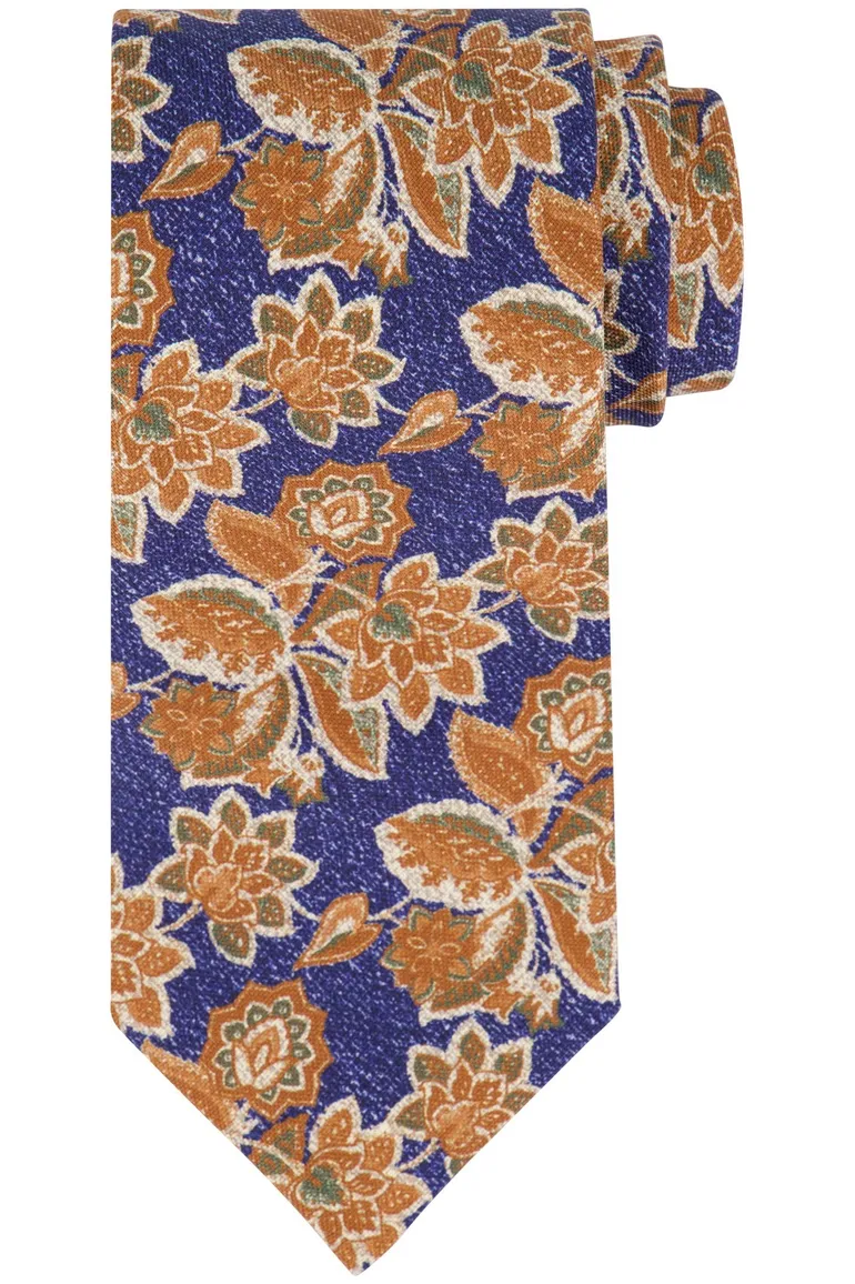 Stropdas Profuomo donkerblauw geprint