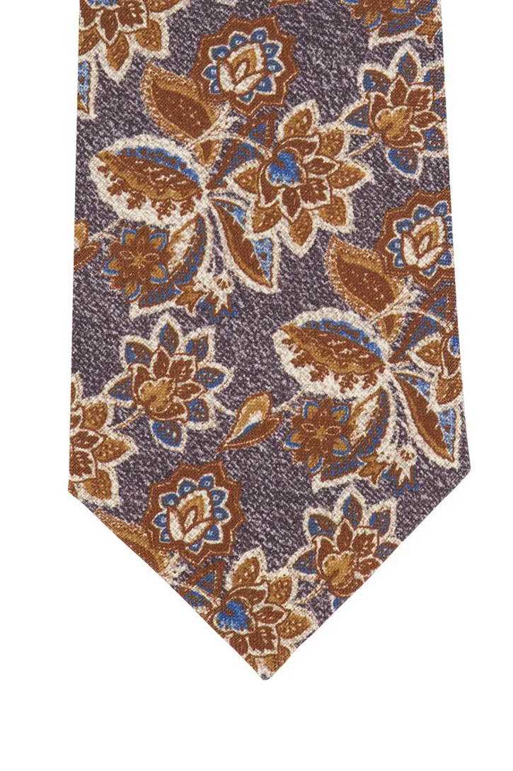 Profuomo stropdas bruin bloemen print