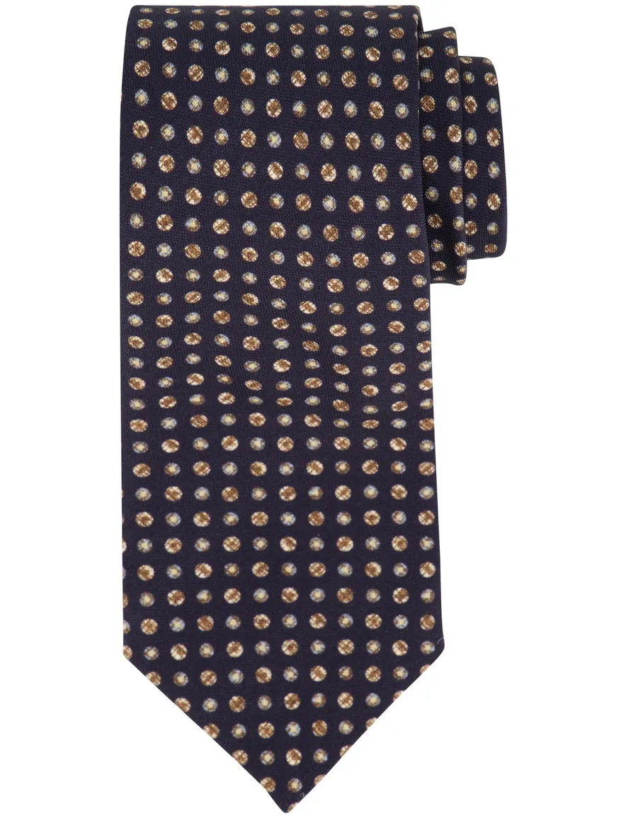 Profuomo donkerblauwe stropdas geprint