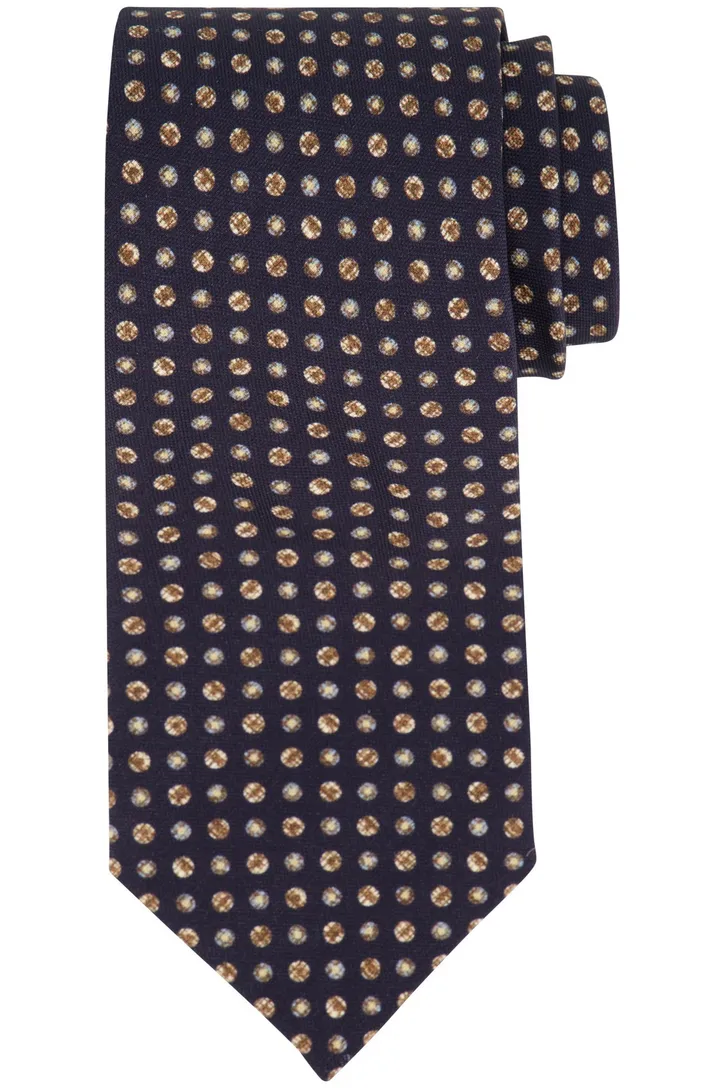 Profuomo stropdas geprint donkerblauw