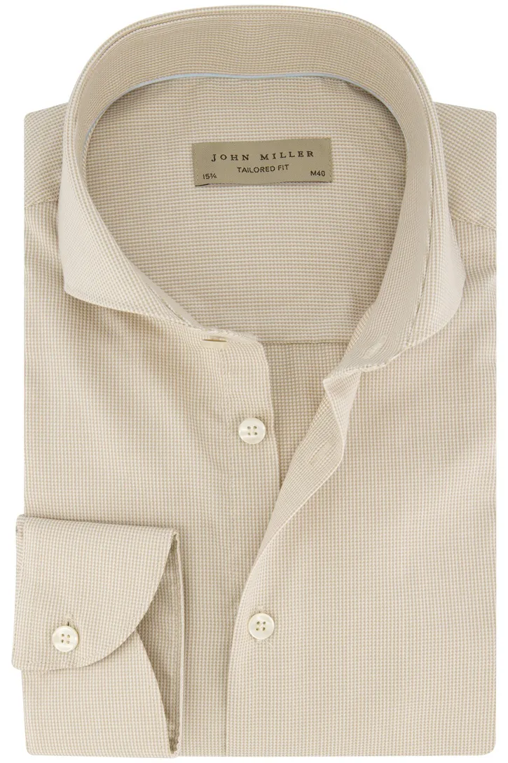John Miller business overhemd Tailored Fit normale fit geprint beige