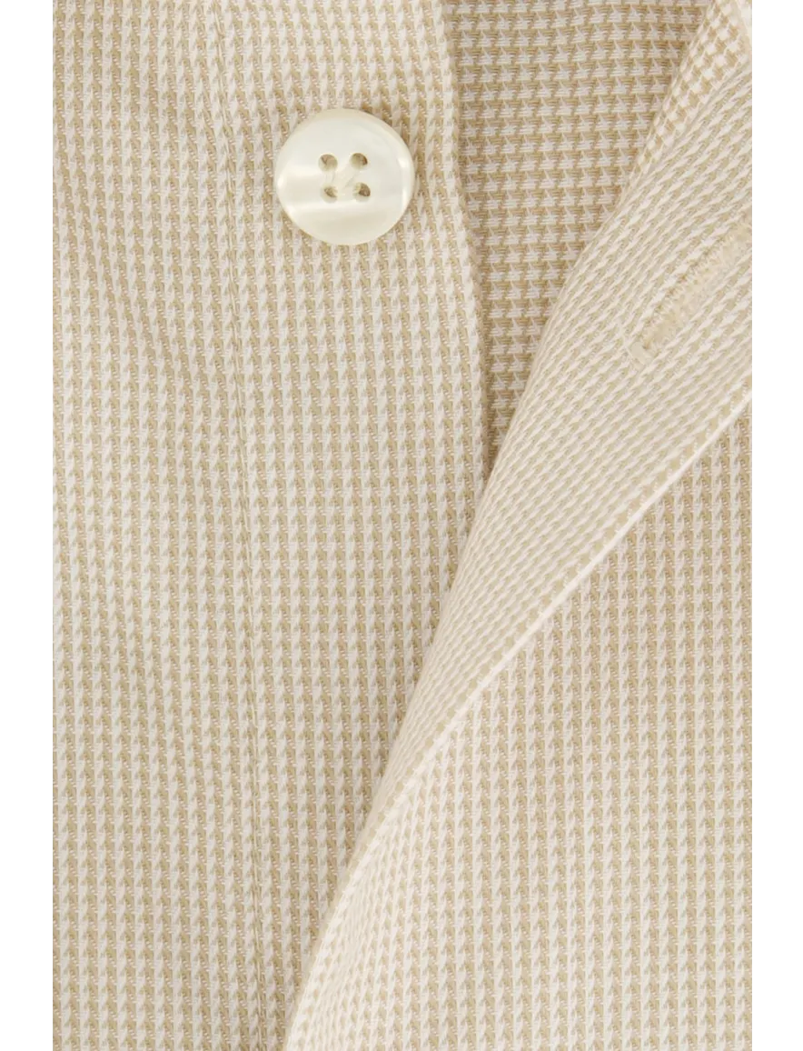 Beige John Miller business overhemd Tailored Fit normale fit geprint