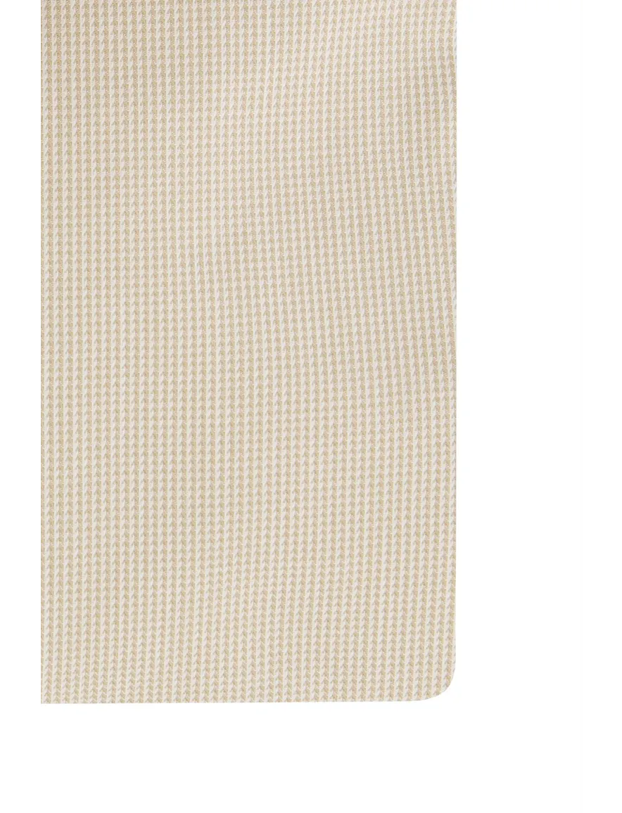 Beige John Miller business overhemd Tailored Fit normale fit geprint