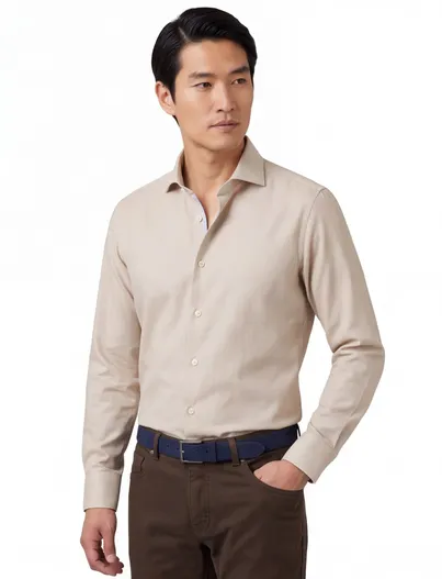 John Miller Beige John Miller business overhemd Tailored Fit normale fit geprint