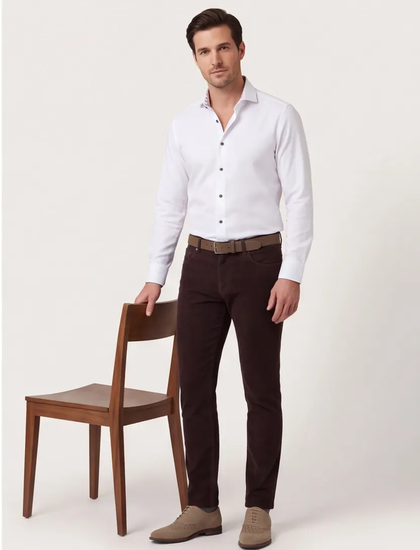 business overhemd John Miller Tailored Fit normale fit wit effen katoen