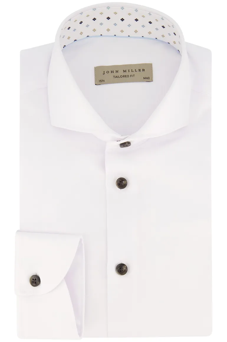 John Miller business overhemd tailored fit wit effen katoen