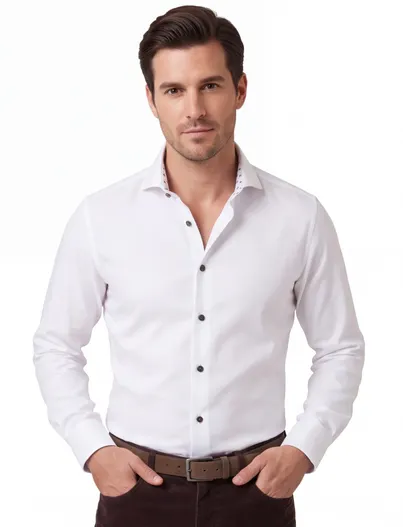 John Miller John Miller business overhemd tailored fit wit effen katoen