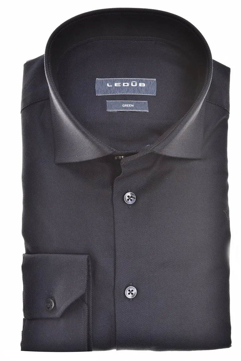 Ledub overhemd donkerblauw effen
