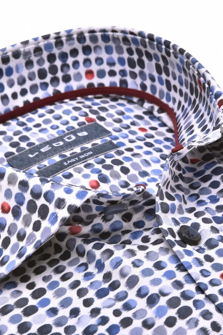 Donkerblauw heren overhemd Ledub geprint