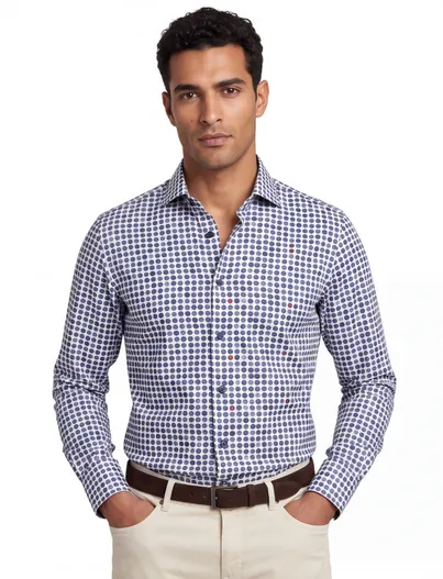 Ledub Donkerblauw heren overhemd Ledub geprint