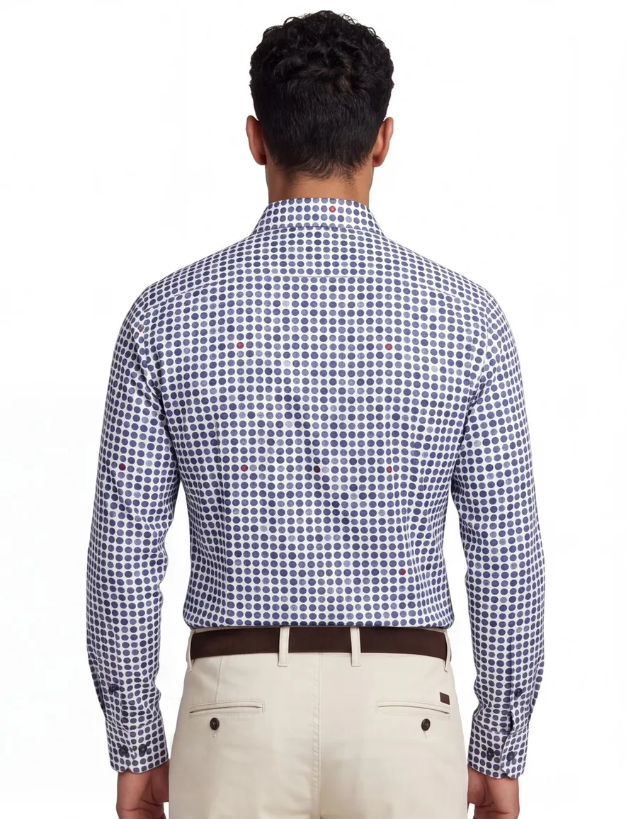 Ledub overhemd donkerblauw geprint