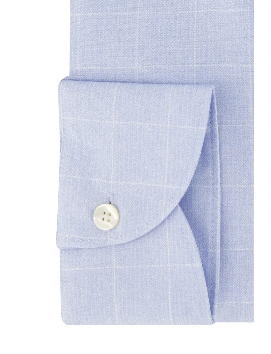 John Miller overhemd Tailored Fit lichtblauw geruit katoen