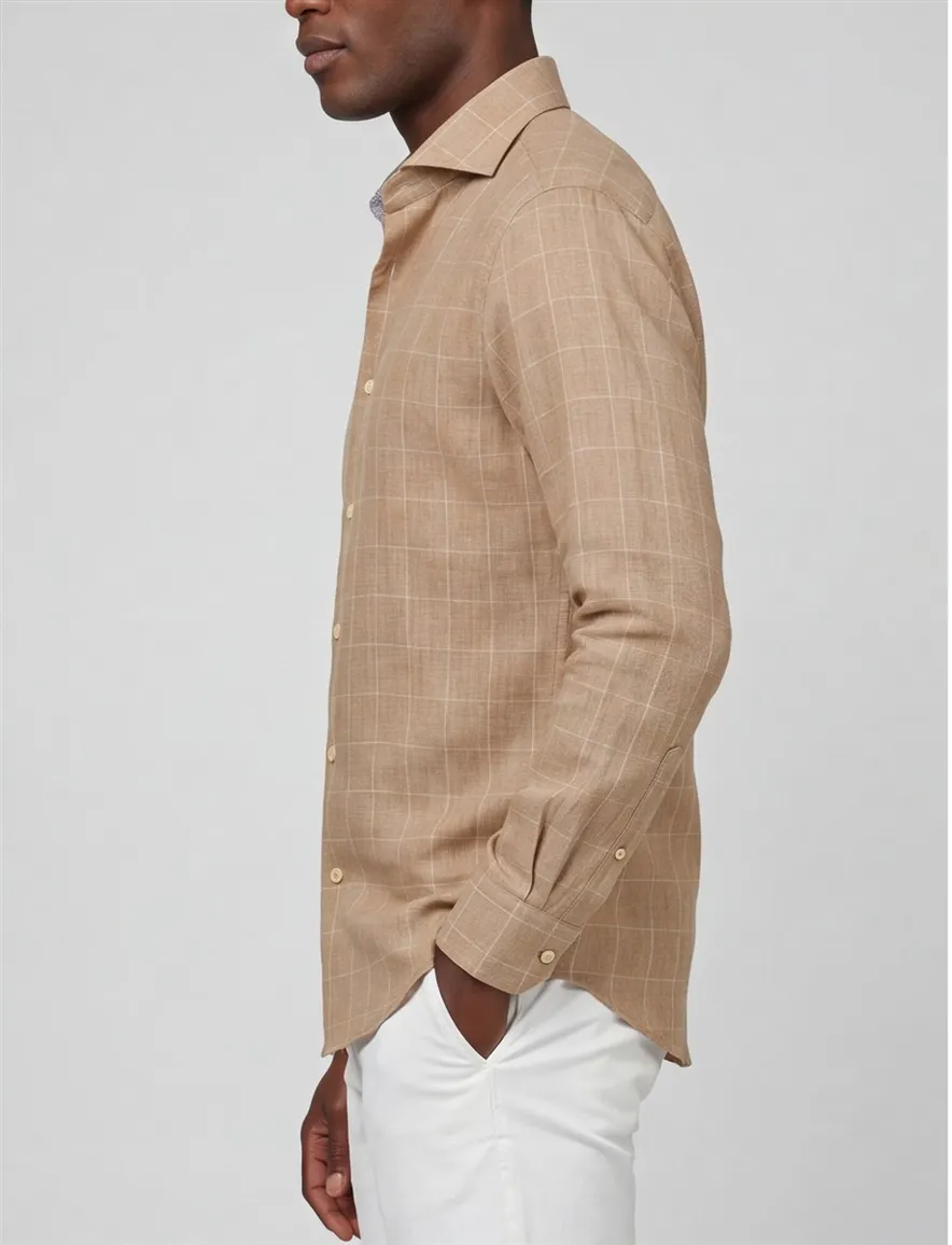 John Miller overhemd bruin Tailored fit