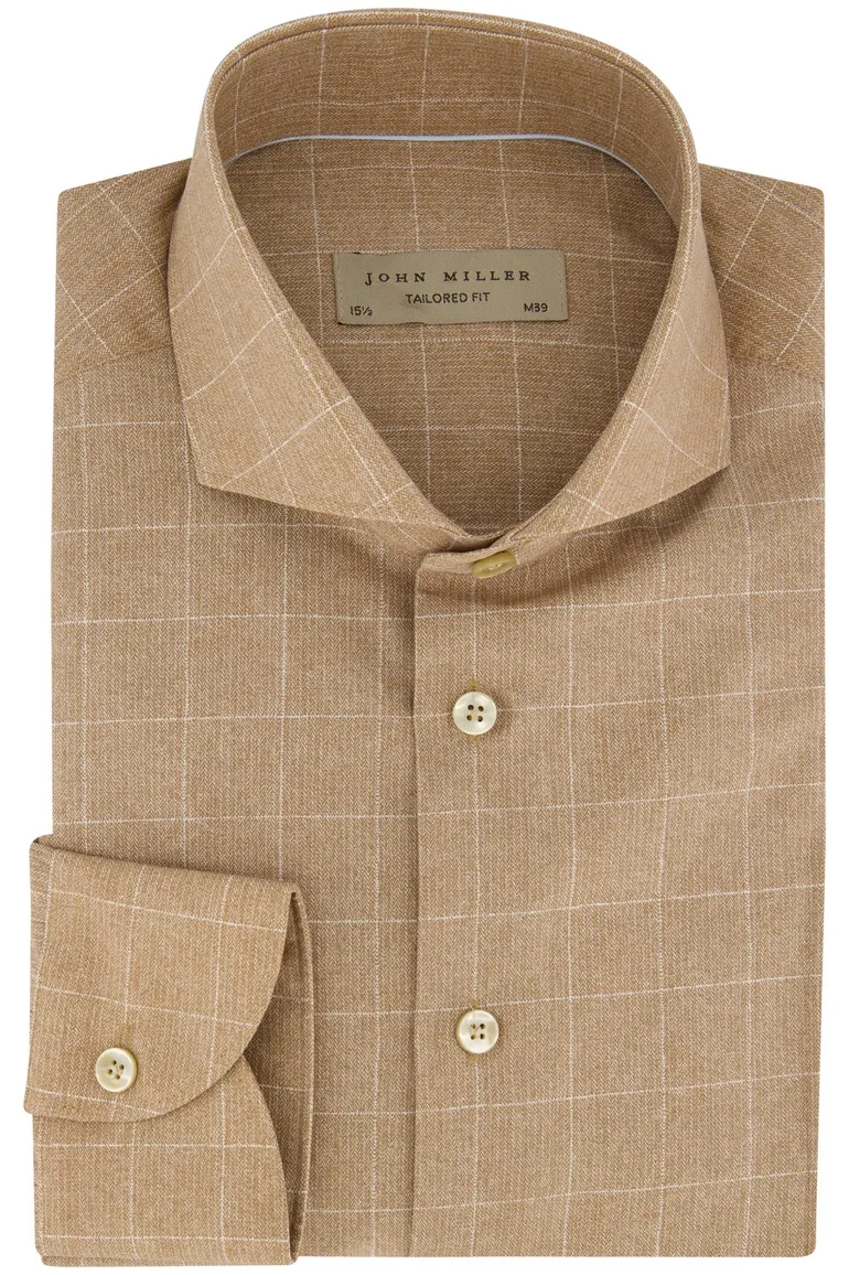 John Miller overhemd bruin Tailored fit