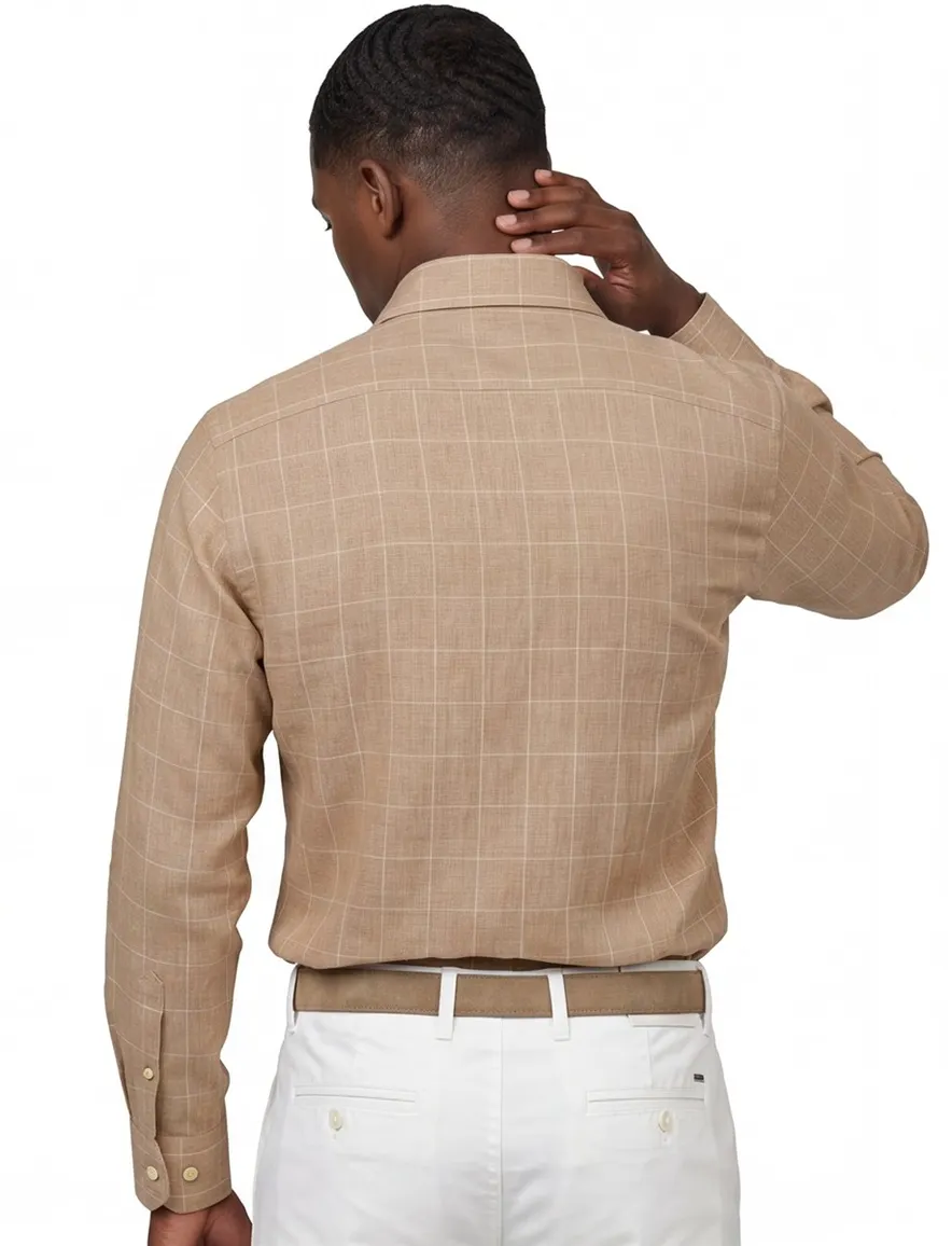 John Miller overhemd bruin Tailored fit