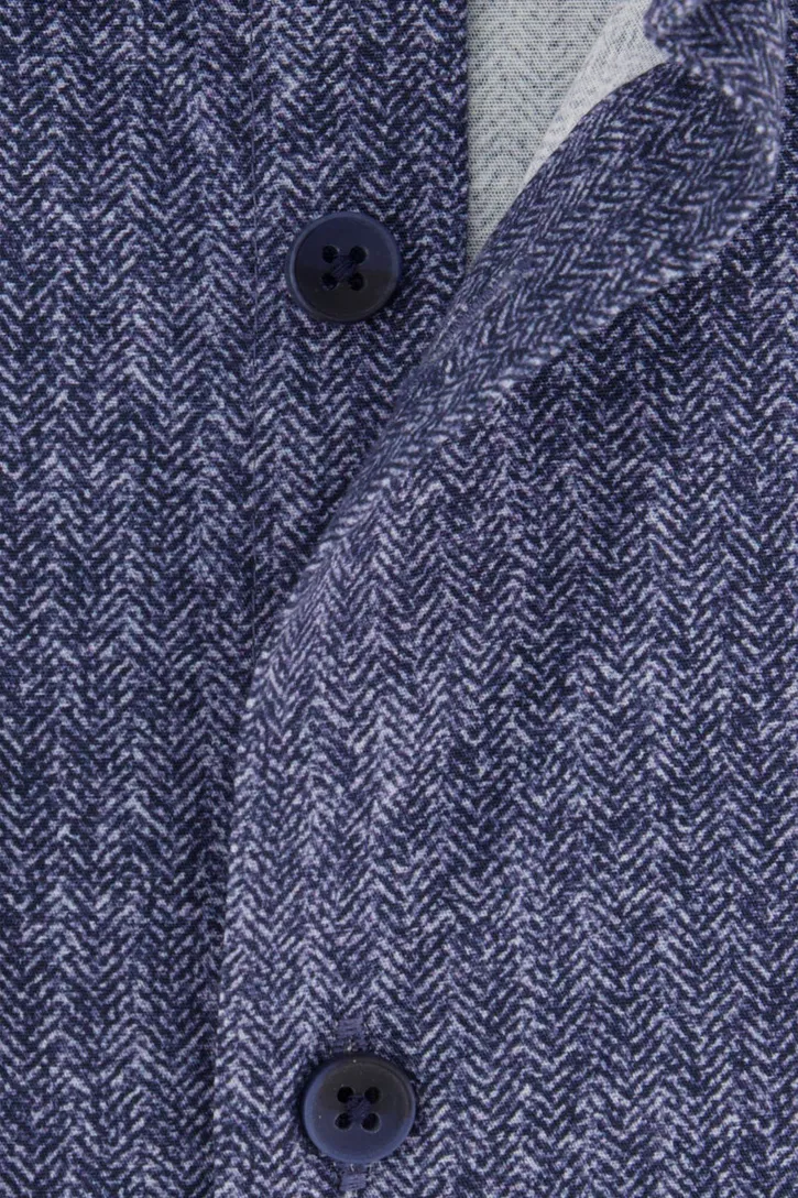 Ledub zakelijk overhemd Modern Fit New normale fit donkerblauw geprint katoen