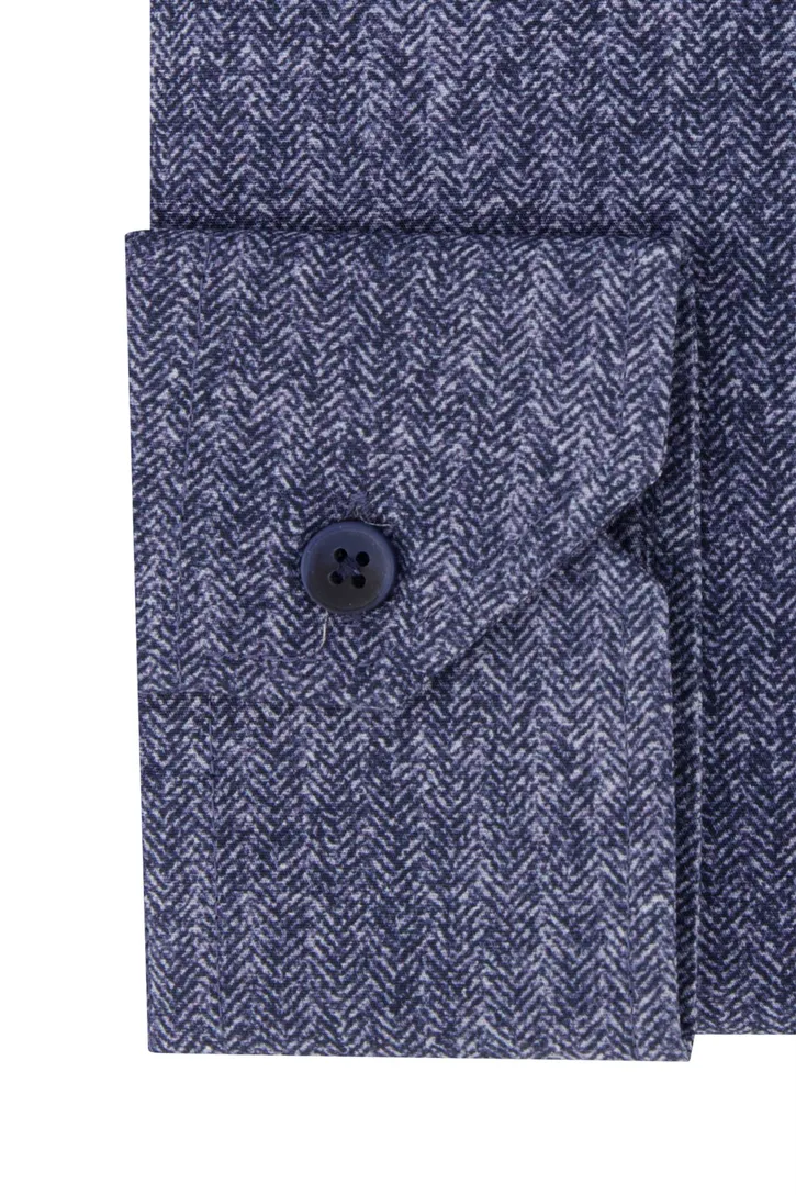 Ledub zakelijk overhemd Modern Fit New normale fit donkerblauw geprint katoen