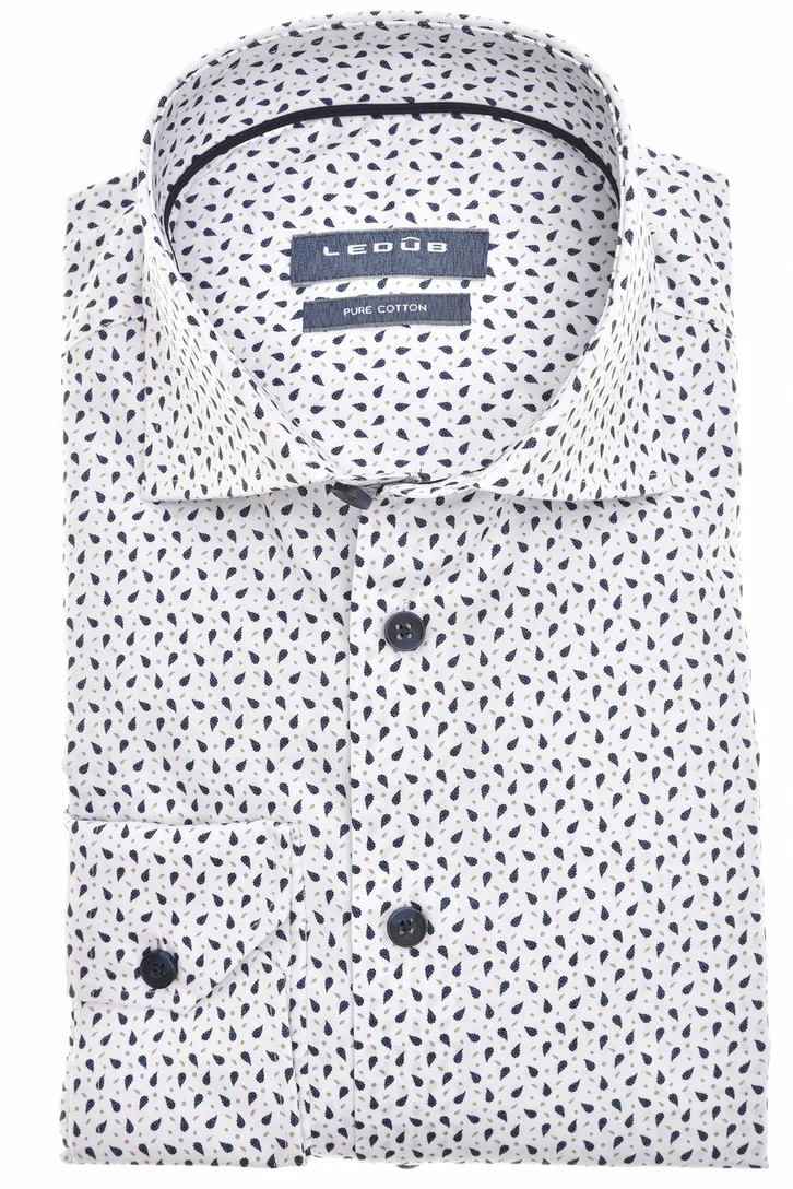 Ledub zakelijk overhemd Modern Fit New donkerblauw geprint