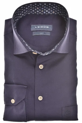 Ledub Ledub overhemd donkerblauw effen