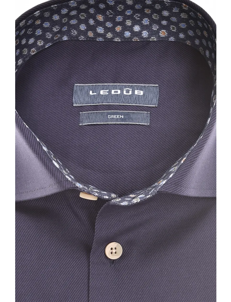 Ledub overhemd donkerblauw effen