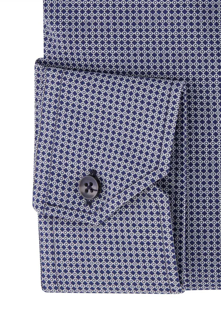 Ledub business overhemd normale fit donkerblauw geprint katoen