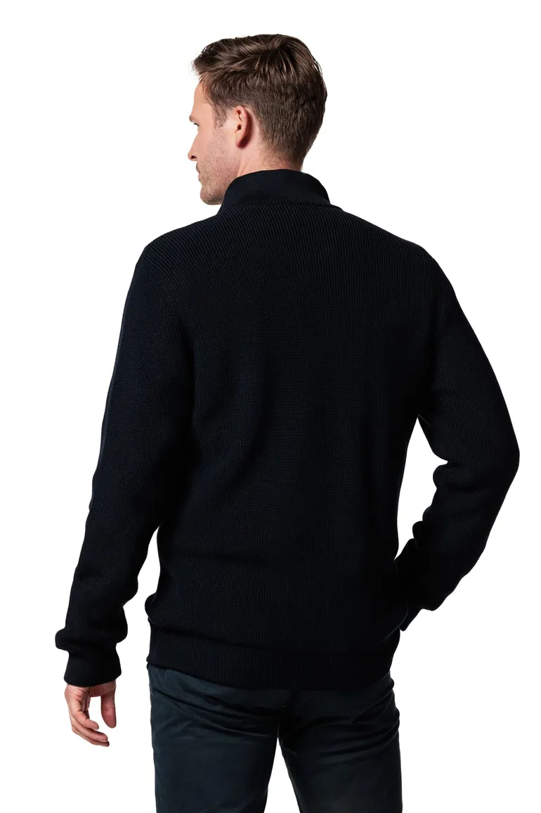 Baileys vest opstaande kraag donkerblauw rits zilver effen wol