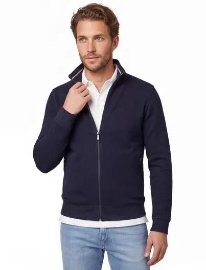 Baileys Baileys vest opstaande kraag donkerblauw rits effen ritszakken