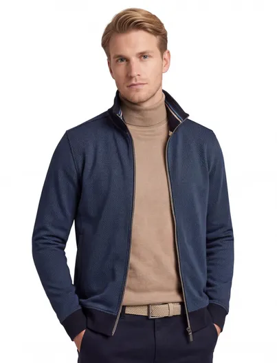 Baileys Baileys vest blauw rits effen katoen donkerblauwe details