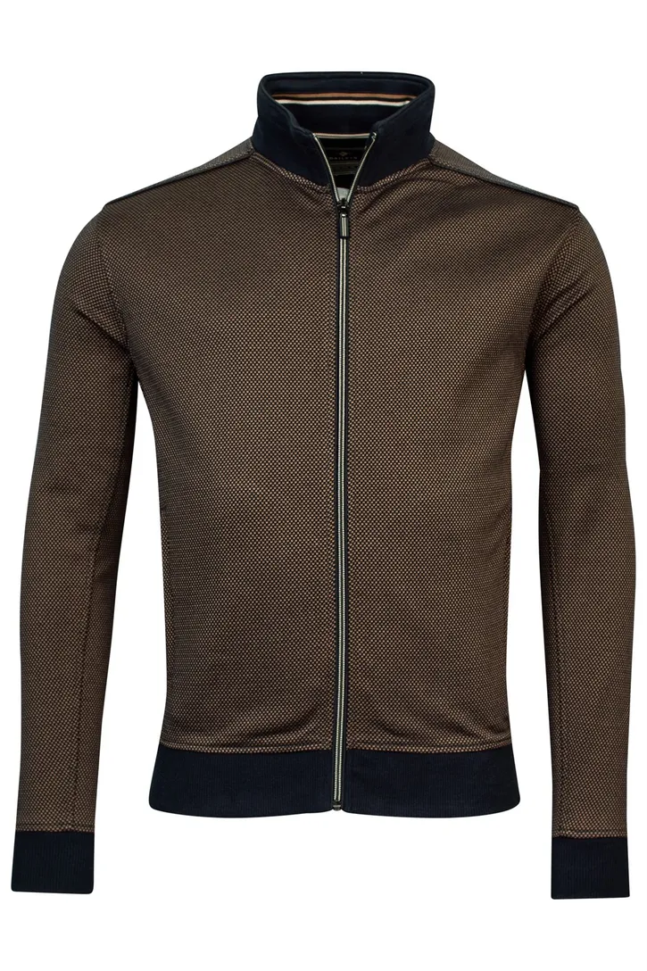 Baileys vest opstaande kraag bruin rits donkerblauwe details effen