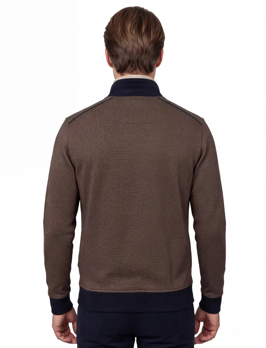 Baileys vest opstaande kraag bruin rits effen donkerblauwe details