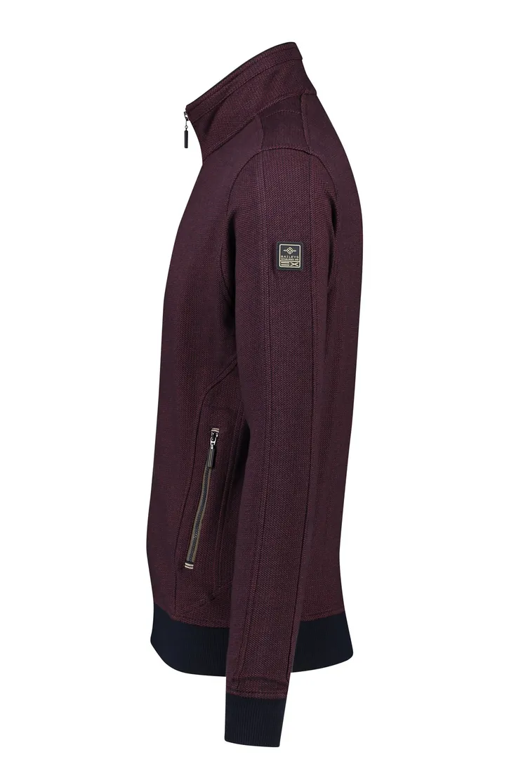 Baileys vest aubergine rits effen donkerblauwe details katoen