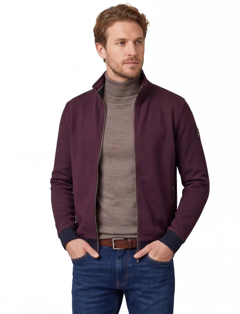 Baileys vest aubergine rits effen donkerblauwe details katoen