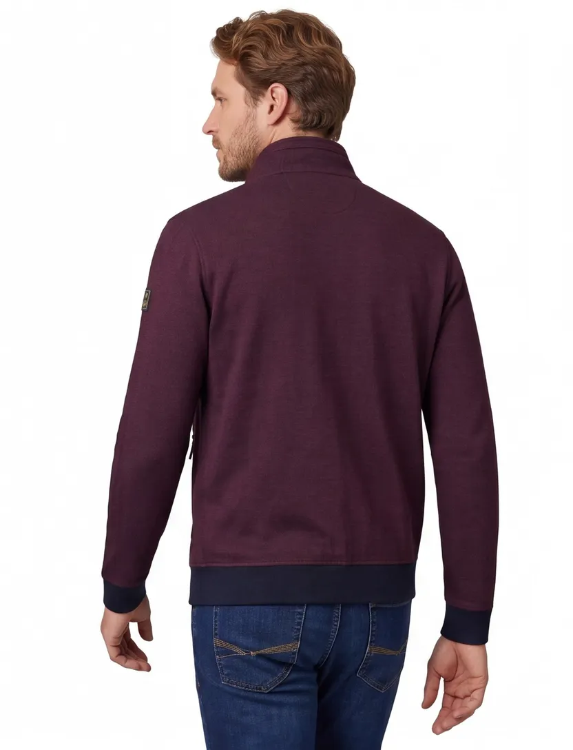 Baileys vest aubergine rits effen donkerblauwe details katoen