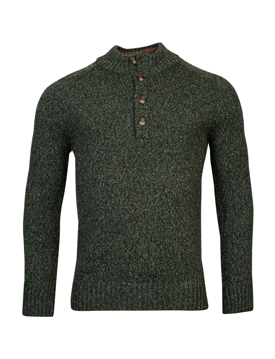 Baileys trui opstaande kraag groen multicolor knopen