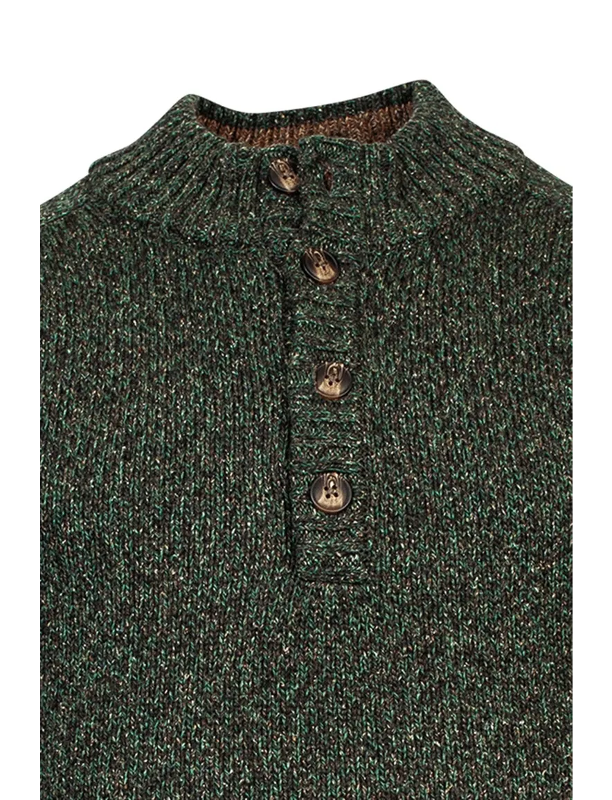 Baileys trui opstaande kraag groen multicolor knopen