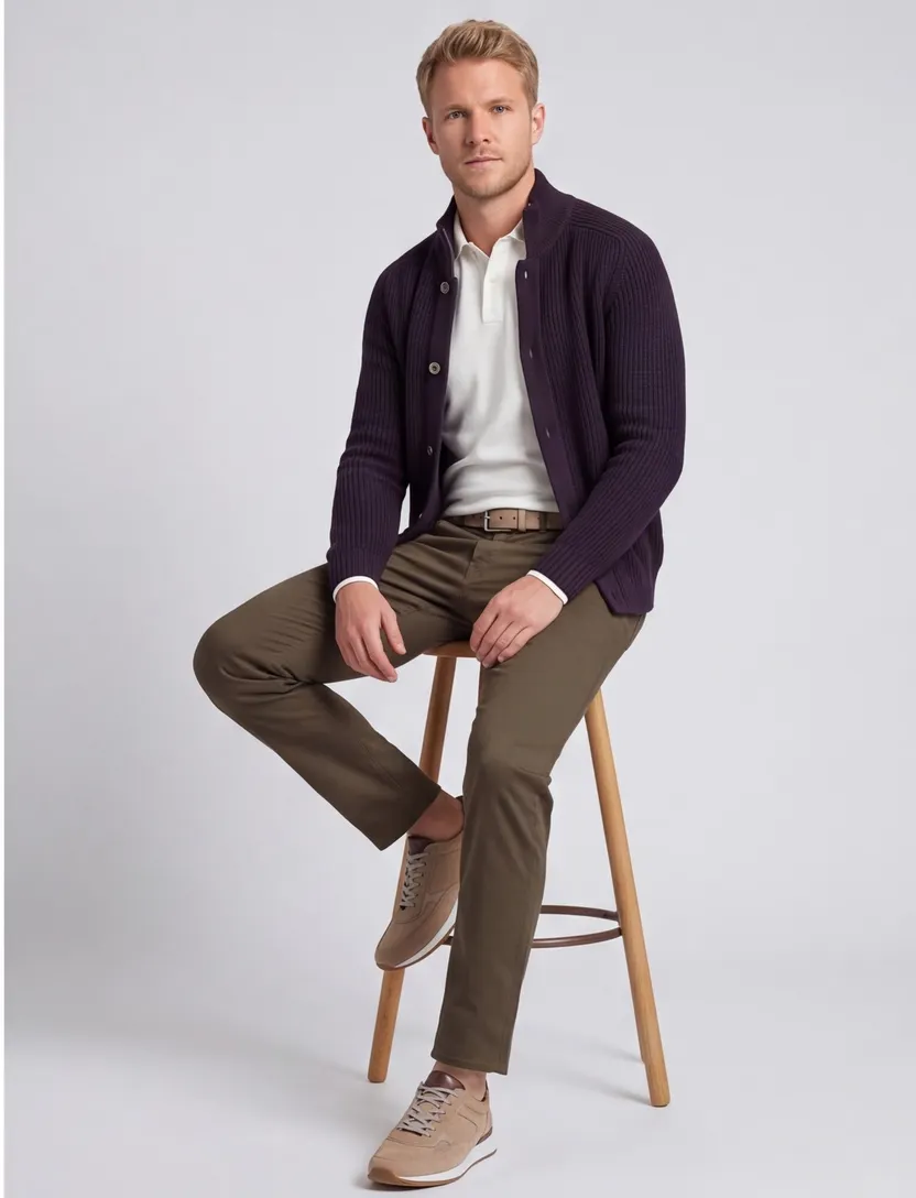 vest Thomas Maine opstaande kraag donkerblauw knopen effen wol