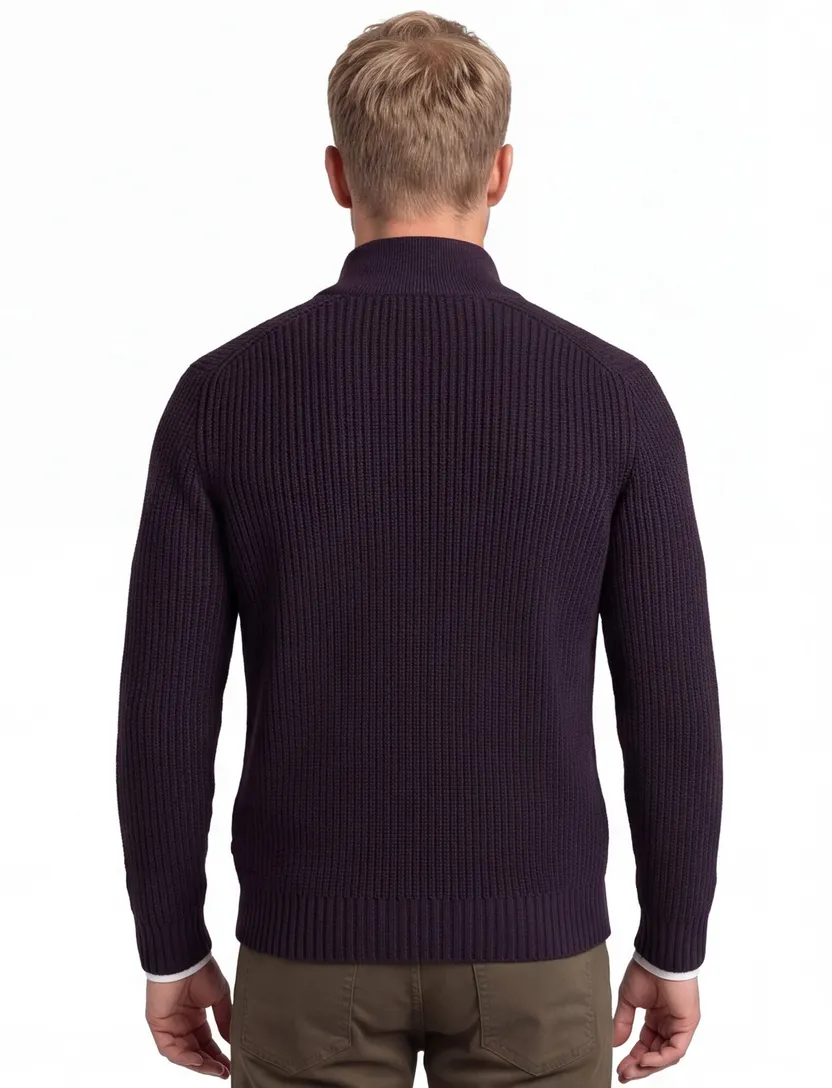 vest Thomas Maine opstaande kraag donkerblauw knopen effen wol