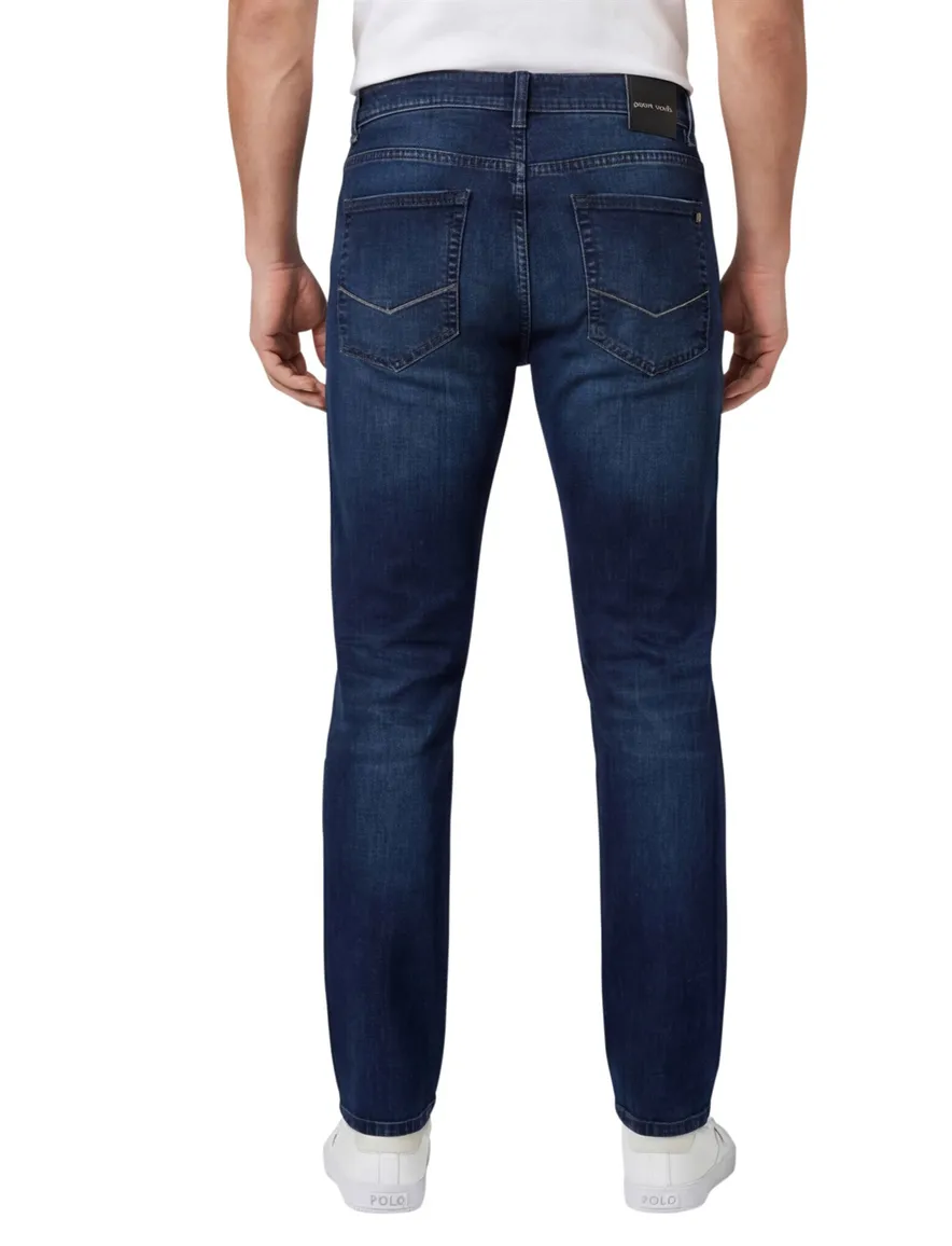 Pierre Cardin 5 pocket jeans donkerblauw Lyon Tapered Fit