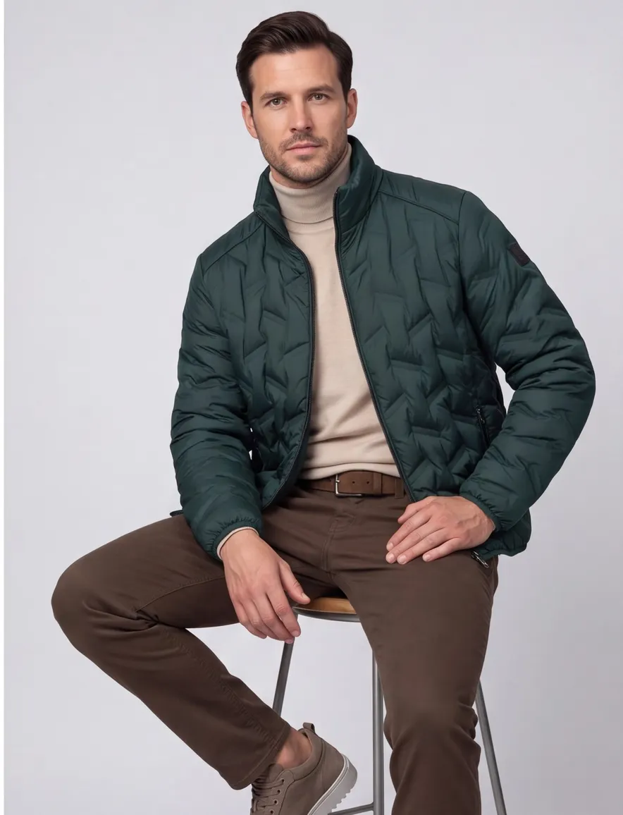 Pierre Cardin Tussenjas groen gewatteerd