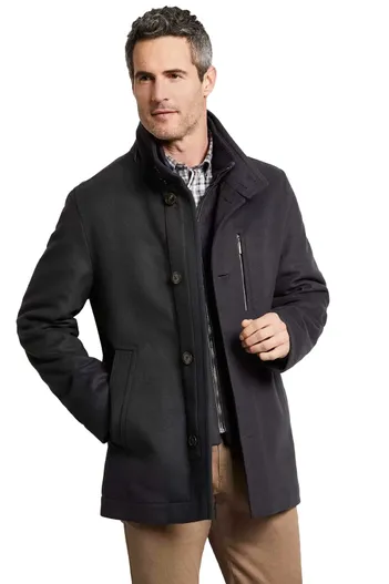 Bugatti Bugatti halflange winterjas navy effen rits + knoop wijde fit