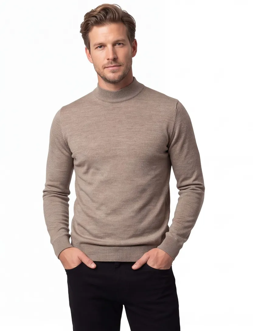 Coltrui heren Thomas Maine normale fit beige effen merinowol