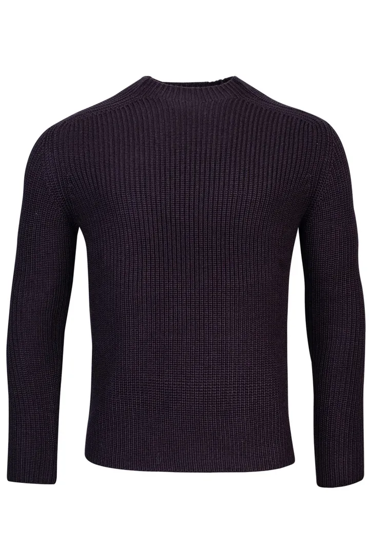 coltrui Thomas Maine ronde hals donkerblauw effen merinowol
